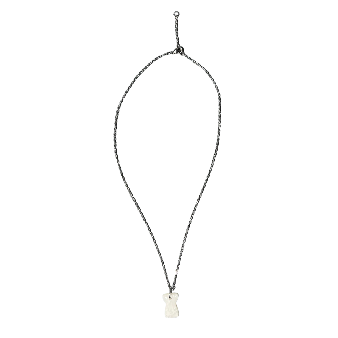 Islandry670 - Marbled White Latte Stone Necklace