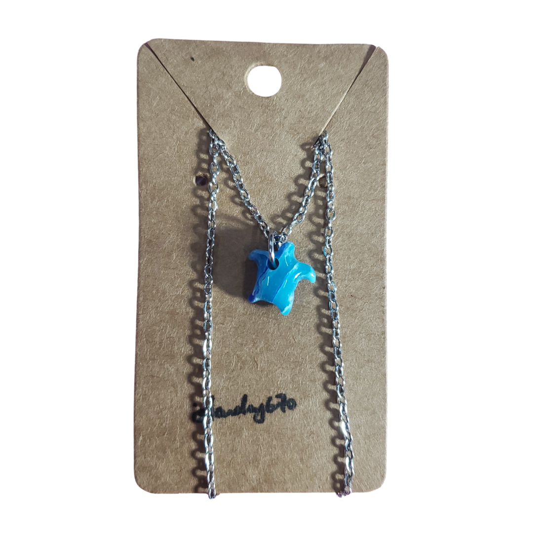 Islandry670 - Marble Blue Turtle Necklace