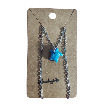 Islandry670 - Marble Blue Turtle Necklace