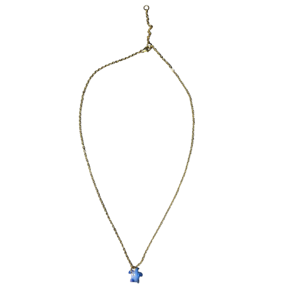 Islandry670 - Marble Blue Turtle Necklace