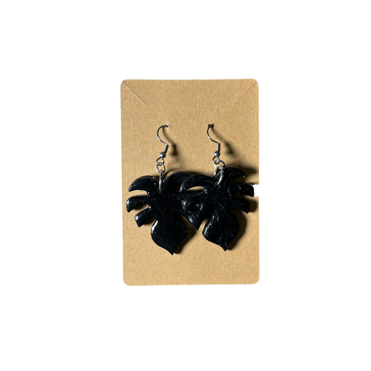 Islandry670 - Black Leaf Earring